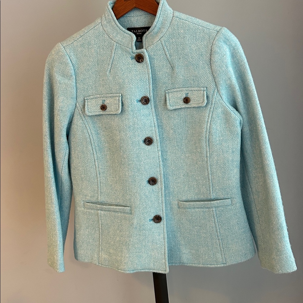 Talbots Tiffany Blue Classic Wool Blazer Jacket